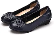 [MACHSWON] Women Soft Leather Flat Loafer Ladies Casual Comfy Slider Low Wedge Heel Walking Shoes