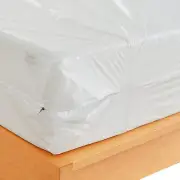 Waterproof Zippered Plastic Mattress Protector Encasement, Vinyl Queen, White