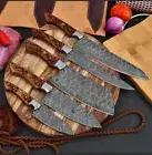 Handmade Damascus Steel Chef Knife Set- 5-Piece Kitchen & Steak Knives w/ Sheath