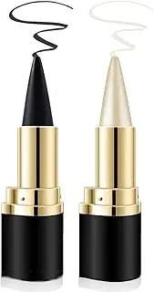 2 Colors Gel Eyeliner Set,Quick-Dry Cream Eyeliner Waterproof and Smudge Proof Eye-liner Pencil Long-Lasting Matte Black Eyeliner Stick for Women Girls (01 Silver+04 Black)