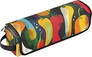 [sanluoli] Hair Tool Travel Bag for Women with Removable Heat Resistant Mat Waterproof Curling Iron Travel Case Peppers Art Abstraction Bright Color Portable Organizer