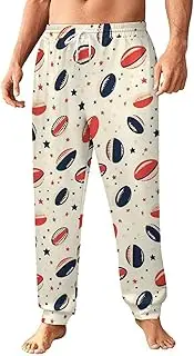 [Generic] Men's Sweatpants, Rugby Balls and Starry Design-95, Polyester Joggers, Sweatpants Jogging Pants for Workout Running