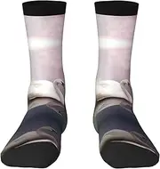 [EdWal] Soft White Swan print Moisture Wicking Socks Sports Socks for Men and Women Warm thermal Boot Hiking Socks