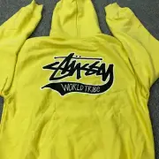 Stussy Big League Hoodie Mens XL Yellow Sweatshirt NWT