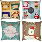 Set of 4 - Farmhouse Pillow Covers 18x18 Invisible Zipper - Linen Cushion Covers