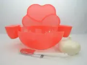 Tupperware Chip n Dip Red/Orange, Rubber Spatula, 2 Clip Bowls, Garlic Keeper