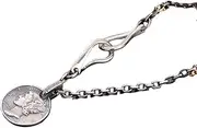 [WJAccs] Vintage 925 Sterling Silver Necklace,Retro Stylish Coin Pendant with Fish Hook Chain, Handmade Silver Jewelry, Punk Style Coin Necklace