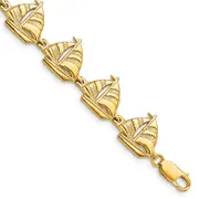 7.25 Inch 14K Sailboat Bracelet
