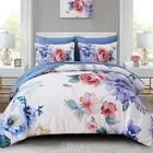 Blue Floral Duvet Quilt Doona Cover Set Queen King Size Bedding Set Pillowcases