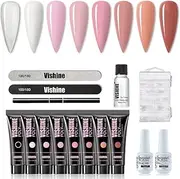 Vishine Poly Nail Gel Extension Kit - Acrylic Nail Kit Builder Gel Enhancement Set 8 Colors Clear White Pinks,Nudes, Professional Salon DIY French Nails Manicure All-in-One for Nail Art Beginner 15g
