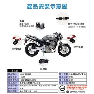 (超值贈 啟動電源)FLYone MP09 PRO 前後雙鏡 雙1080P WIFI連接 機車專用行車記錄器