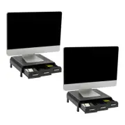 Monitor Stand, 3 Storage Drawers, Desktop Organizer, Riser, Office, 13.5"L x ...