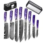 10PC Cleaver Knife Bread Knife Paring Knife Chef Knife Set Knife Block Sharpener