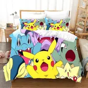 v1608 Bed Sheets Pikachu Yellow Cute Cartoon Duvet Cover,Digital Printing Bedding Set ,Children's Bed Set Bedroom Decor 3-Piece Bedding Set (1 Duvet C
