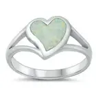Heart Ring Genuine Sterling Silver 925 White Lab Opal Face Height 11 mm Size 10