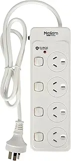 MaxEm Power 4 Way Powerboard with Surge Protected 4 Switch