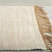 Jute And Cotton With Fringe Rug