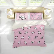 3D Cartoon Panda Pink Quilt Cover Set Bedding Set Pillowcases 98