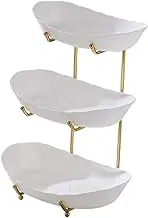 Generic Tiered Fruit Bowl Fruit Basket Multiuse Trendy Dessert Cake Tray Serving Bowl Set for Veggie Potato Restaurant Dining Table, Three Layers Gold