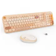 Wireless Keyboard and Mouse Combo - 2.4G Full-Sized Cute Colorful Retro Keybo