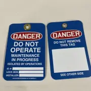 Accuform Plastic Blue 4x6 Lockout Tag Metal Rivet Eyelet Q715182NW-11 Lot of 24