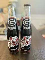 Two 1980 UGA Georgia Bulldogs National Champions Coke Bottles Unopened