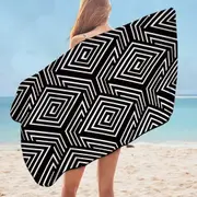 3D Black and White Squares Microfiber Beach Towel