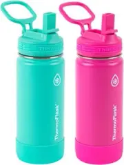 Double Wall Vacuum Insulated Stainless Steel Kids Water Bottle with Straw Lid