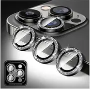 Kucheed Bling Camera Lens Protector for iPhone 12 Pro Max, Glitter Tempered Glass Camera Cover Film Stickers, Sparkling 9H Automatic Alignment Individual Metal Rings Phone Accessories