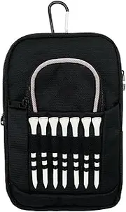 Golf Tee Pouch | Golf Ball Pouch Tee Organizer Bag with Clip Multiple Pockets | Ball Bag with Front Holder Valuables for Men Women