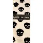 Lunaville Faux Fur Table Runner White Black Skulls 16"x72" Halloween Decor