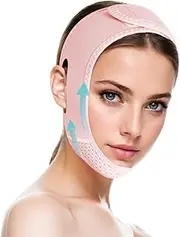 ROWMATE V Line Lifting Mask Chin strap for sleeping, V Line Lifting Mask for Women,Jaw Exerciser，Medium,Light Pink