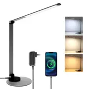 LED Desk Lamp for Home Office, Foldable Desk Light USB Charging Port Touch Co...