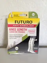 Futuro Anti-Embolism Knee Length Closed Toe Stockings - Moderate Compression - M
