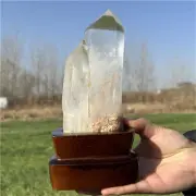 790g Natural Clear Quartz Obelisk Quartz Cystal Point Wand Tower + Stand