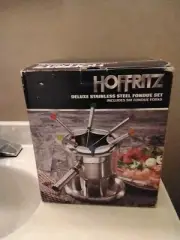 NEW Hoffritz Deluxe Stainless-Steel Fondue Set w-6 Fondue Forks - Brand New