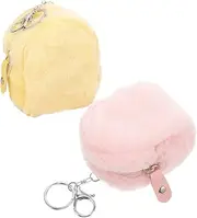 Toddmomy 2pcs Kawaii Plush Coin Purse Cute Mini Wallet with Keychain for Adorable Plush Wallet for Keys Earphones Zippered Change Pouch