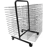 Art Drying Rack for Classroom,Floor-Standing Double-Sided Steel Wire Art Storage Rack,Suitable for Engineering Drawings Paintings Prints(38 Shelves)