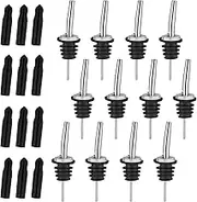 AOZITA 12 Pack Stainless Steel Liquor Bottle Pourers Tapered Spout with Long Dust Caps, Oil Dispenser Bottle Spouts for Pours Liquor, Vinegar, Syrup or Olive Oils