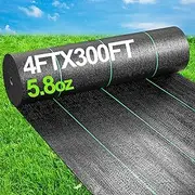 AMAGABELI GARDEN & HOME 5.8oz 4ftx300ft Weed Barrier Landscape Fabric Heavy Duty Ground Cover Weed Cloth Geotextile Fabric Durable Driveway Cover Garden Lawn Fabric Outdoor Weed Mat