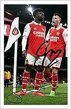 RJR PRINTS Bukayo Saka & Gabriel Martinelli - Arsenal Signed 12x8 Inch Photo Print With Pre Printed Signature Soccer Autograph Gift Artwork Wall Art