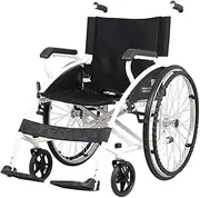 Foldable Wheelchair Light and -Manual Wheelchair for Disables and Elderly - Lightweight Aluminium Folding Self Propel Wheelchair with Handbrakes and Quick Release Rear Wheels - Seat Belt,Portable