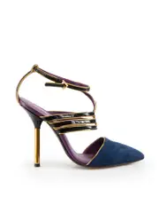 Navy Suede Point Toe Heel Sandals