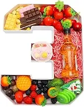Kafucize 14inch Charcuteire Board Number Fillable Cardboard Platter Serving Food Fruit Decoration Box Birthday Anniversary Party Treat (WHITE, NUMBER 3)