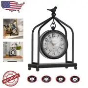 Silent 7.5'' x 10'' Vintage Mantel Clock with Unique Bird Ornament Design