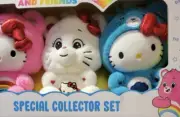 NIB Hello Kitty & Friends X Care Bears Stuffed Plush, Special Collectors Set 3pk