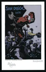 Hellboy Mike Mignola SIGNED AUTOGRAPHED HELLBOY 2008 SDCC Print LE 1000 5.5x8.5