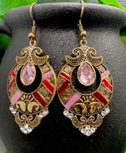 2.5” Bronze-tone Earring Set Boho Bead Retro Drop Dangle New Free Ship B1553