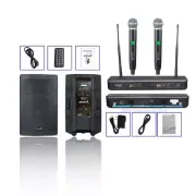 15I" 2-Way Active Powered Speakers 4000W Bluetooth Karaoke Speaker & 2CH UHF Mic