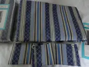 LOT 2 NEW IN PKG WAVERLY CURTAIN PANEL ETIENNE STRIPE BLUES CREAM BACK TAB PANEL